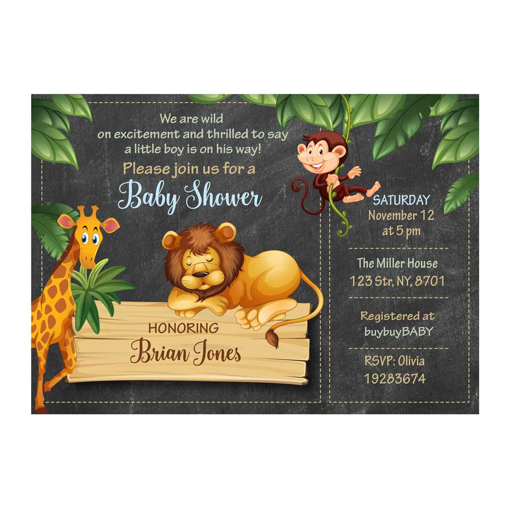 Safari Baby Shower Invitations - Set of 4 and Up