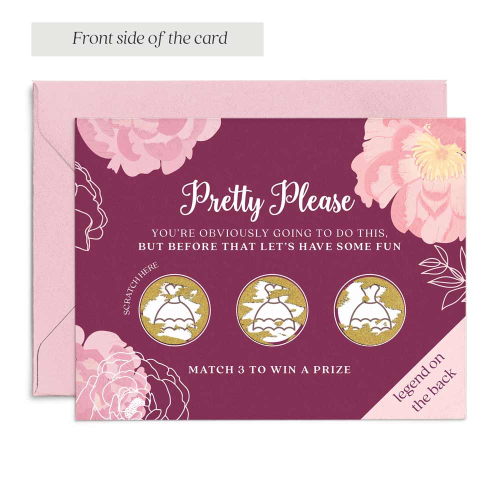 Will you be my Bridesmaid Pink and Burgundy Lottery Scratch-off Proposal Card - XOXOKristen