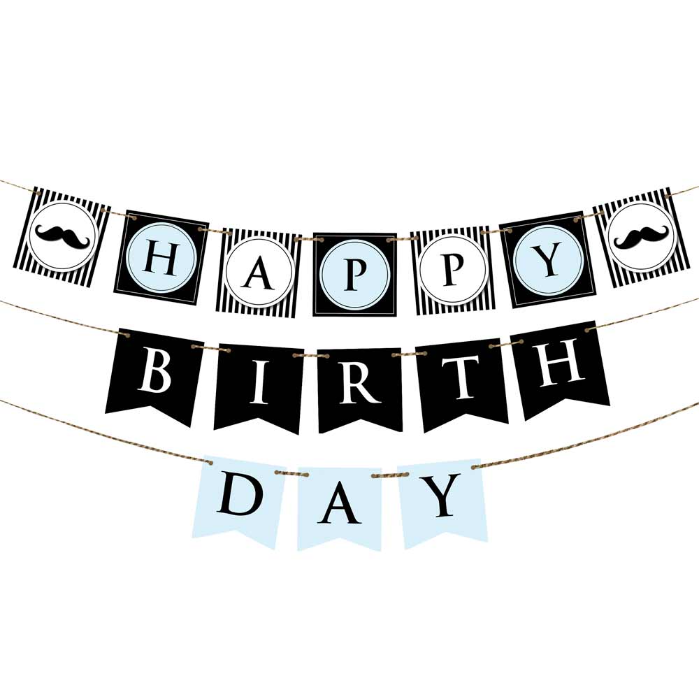 First birthday Little man themed party Happy Birthday banner - XOXOKristen