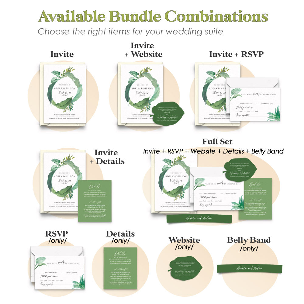greenery wedding invitation suite