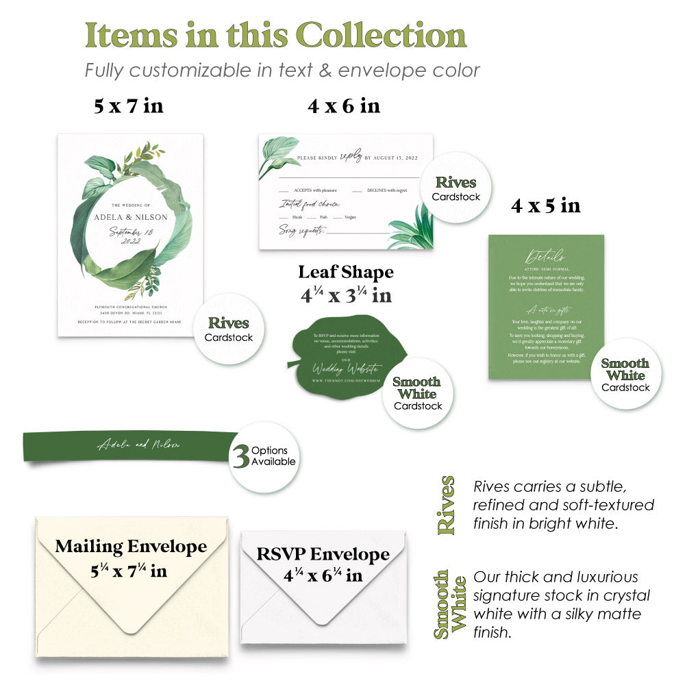 greenery wedding invitation suite