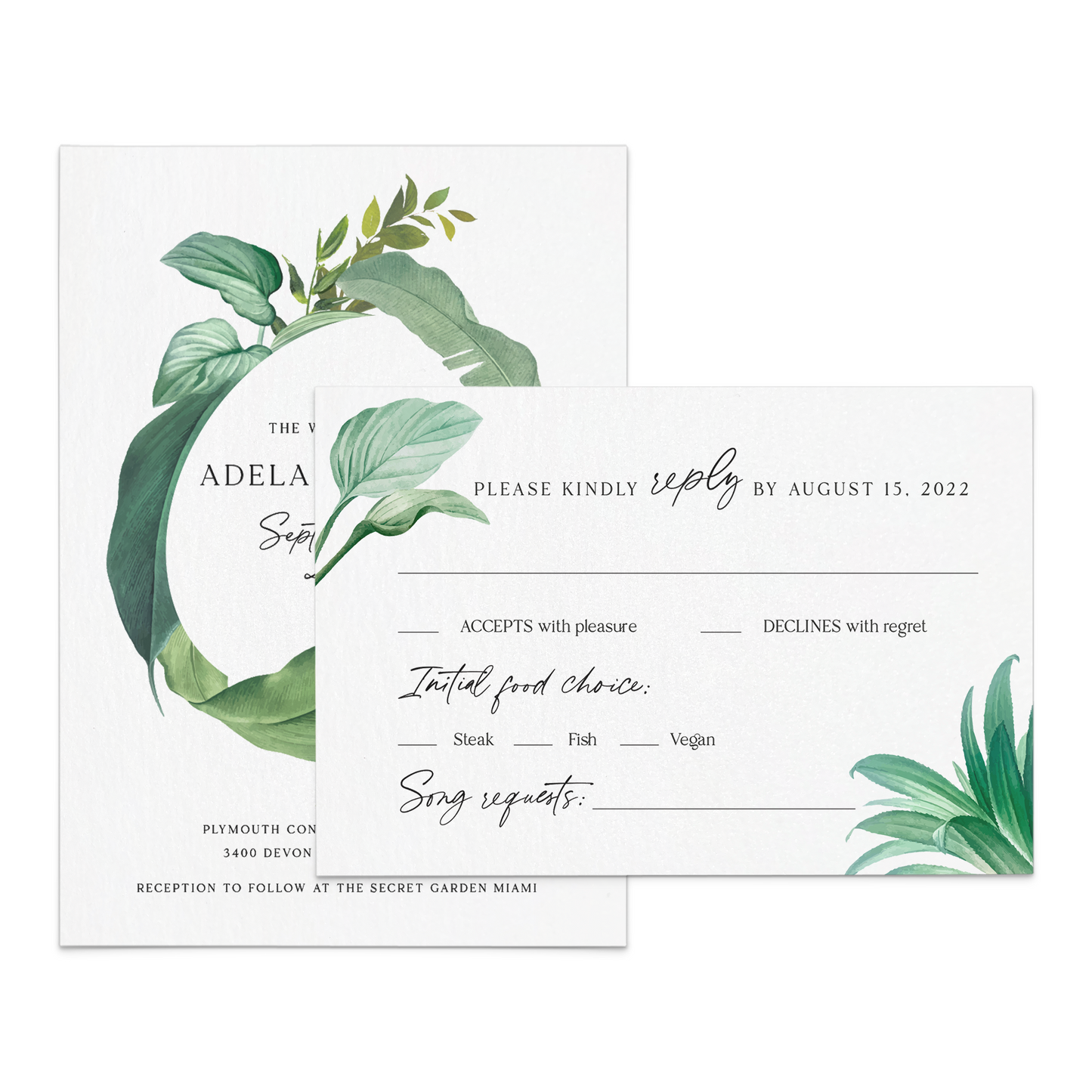 greenery wedding invitation suite