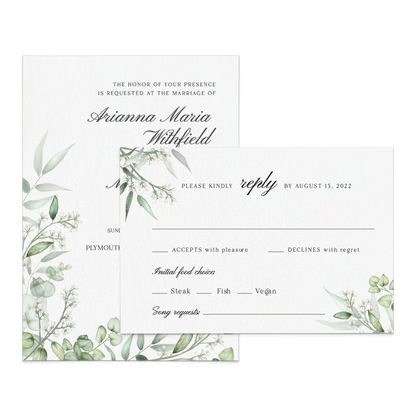 Wedding Floral Greenery Invitation Suite