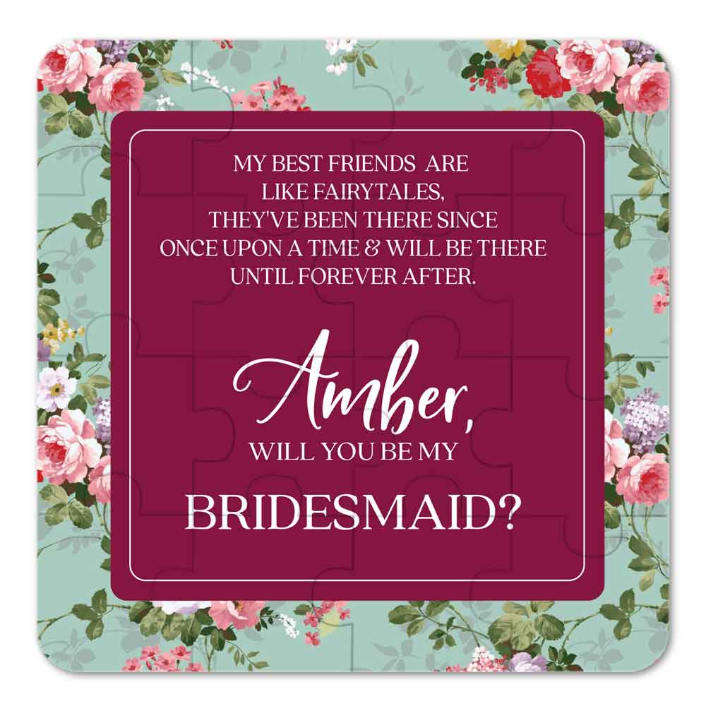 Personalized Will you be my bridesmaid Puzzle Proposal with Vintage Floral Design - XOXOKristen