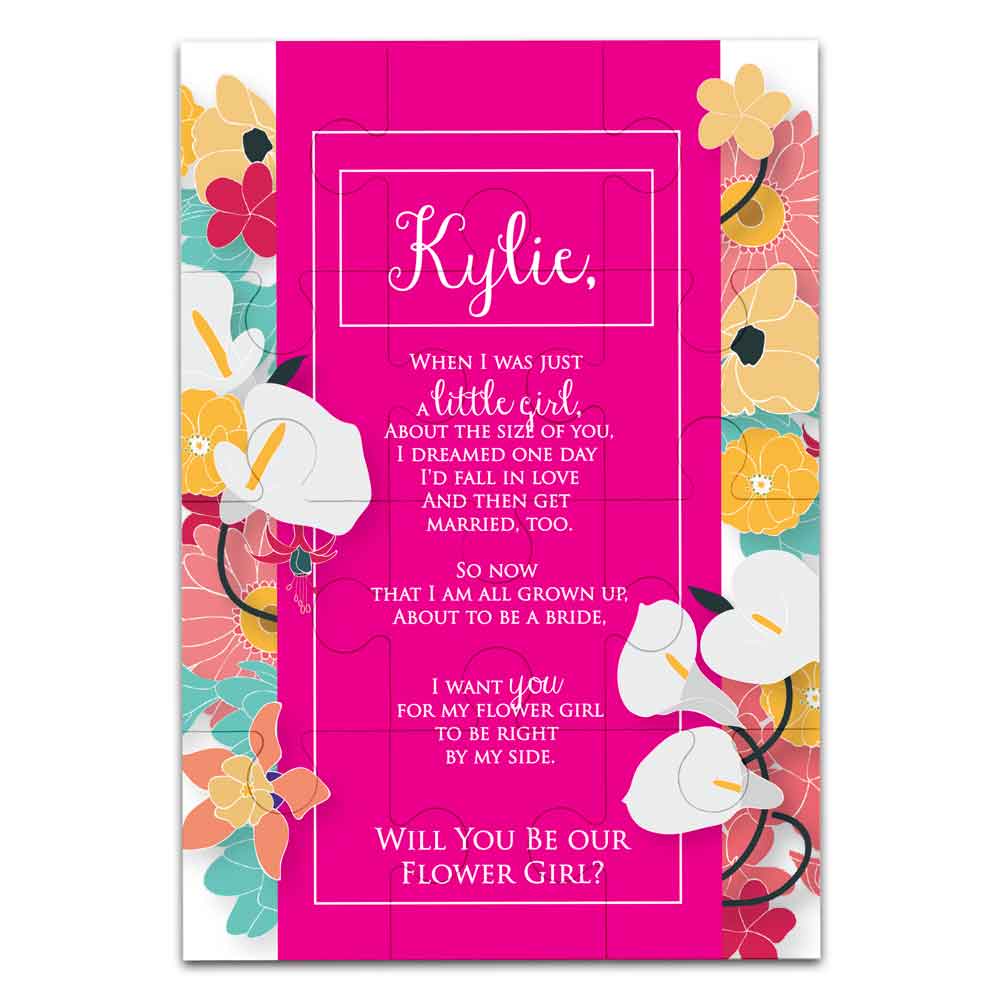 Personalized floral puzzle proposal for a flower girl with cute poem - XOXOKristen
