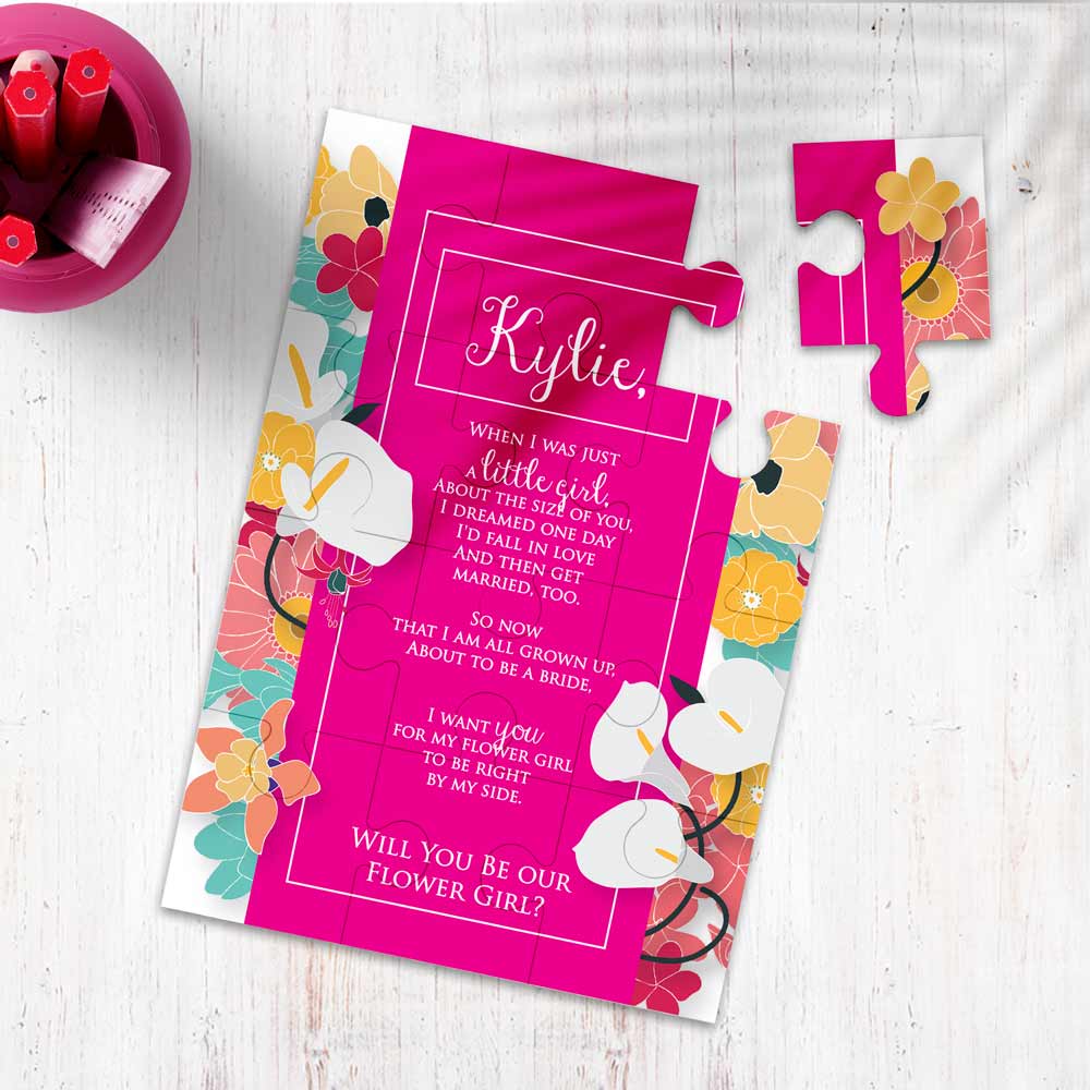 Personalized floral puzzle proposal for a flower girl with cute poem - XOXOKristen