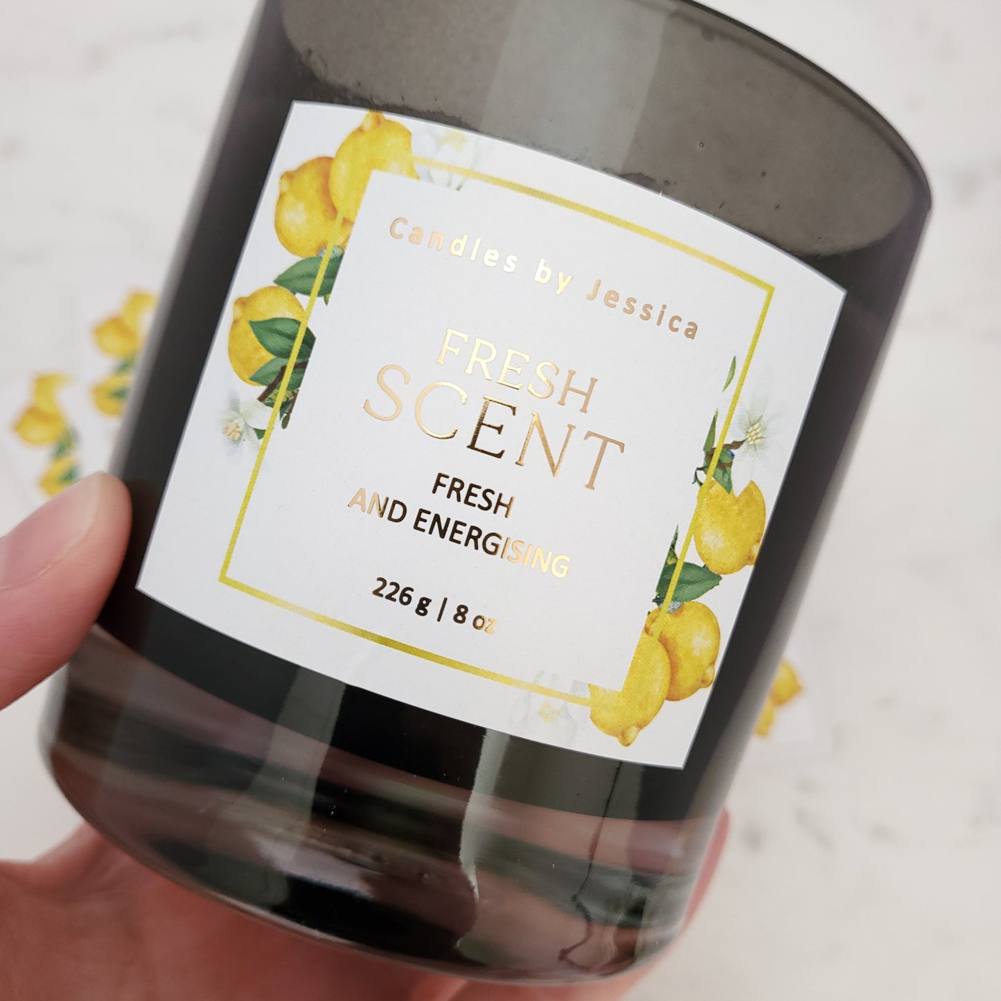 custom lemon gold foiled labels - XOXOKristen