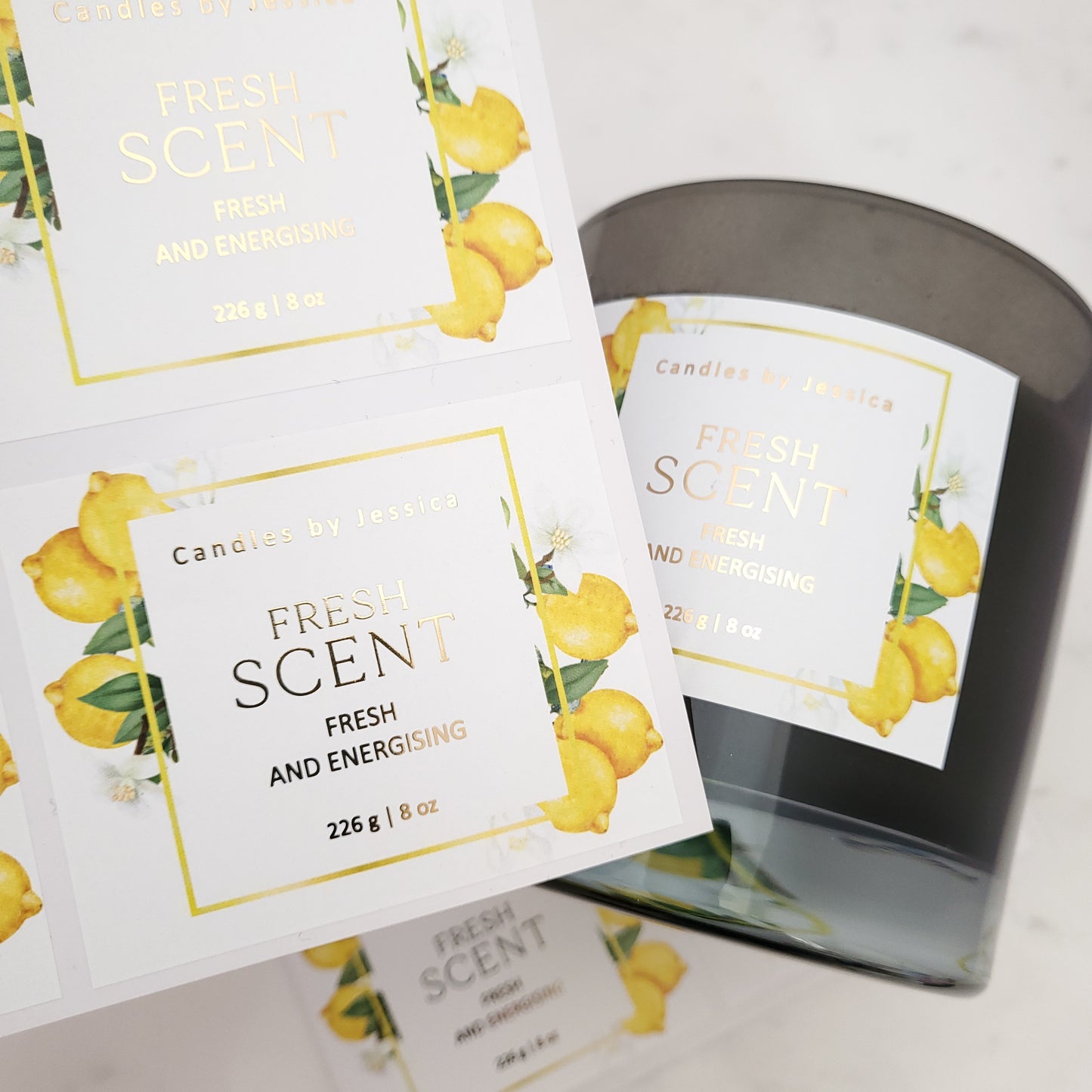 custom lemon gold foiled labels - XOXOKristen
