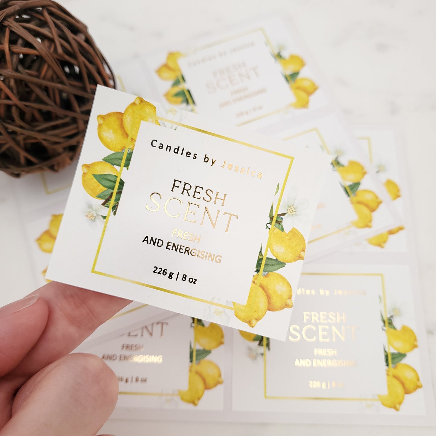 custom lemon gold foiled labels - XOXOKristen