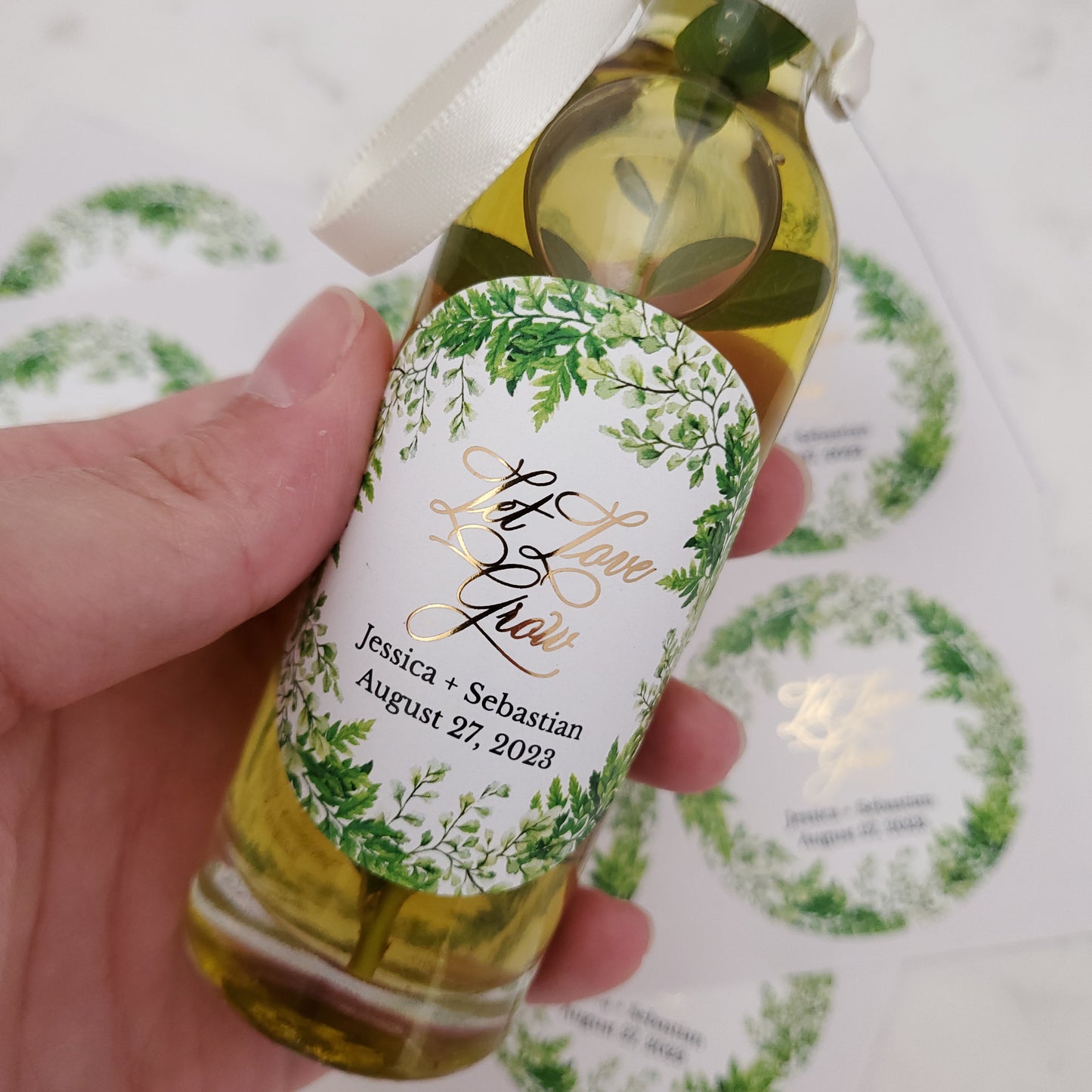 Personalized let love grow wedding favor stickers - XOXOKristen