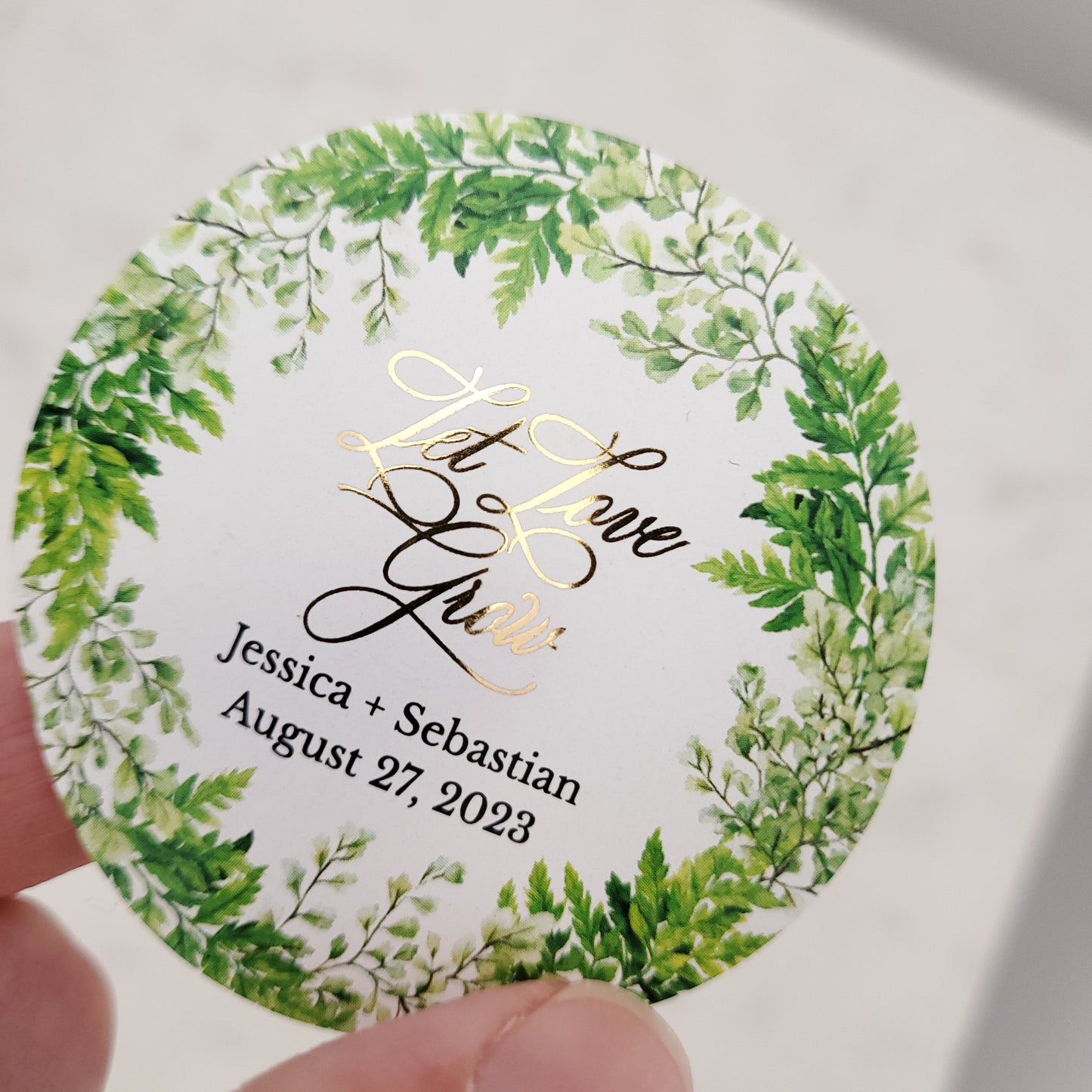 Personalized let love grow wedding favor stickers - XOXOKristen