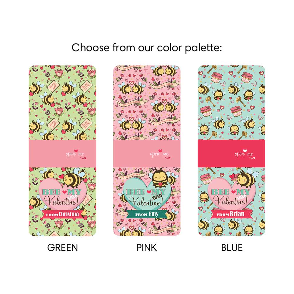 Personalized “Bee my Valentine” valentine’s day tic tac stickers with adorable bees design - XOXOKirsten