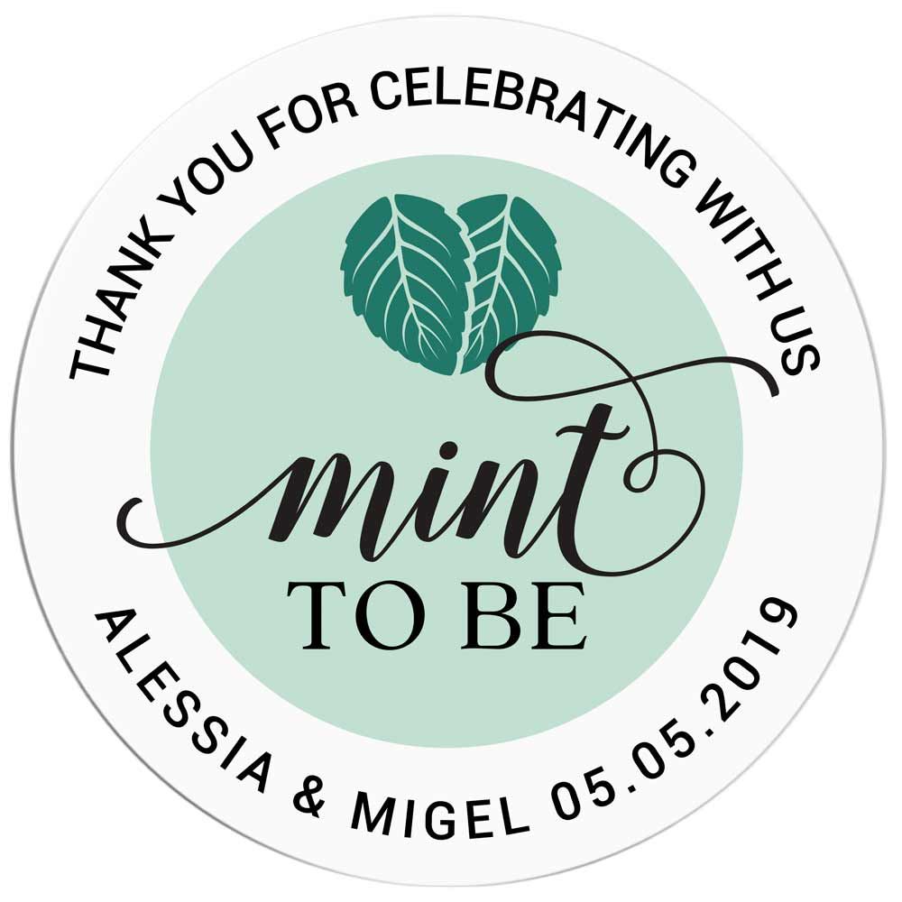 Custom wedding "Mint to be" sticker with calligraphy design and fresh minty look. Cute sticker to use with wedding invitations, thank you cards, save the date, wedding favors, gift bags or party treats - XOXOKristen