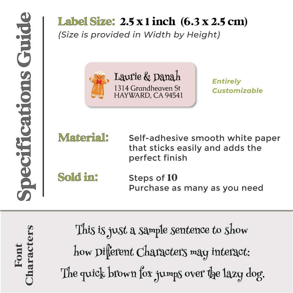 christmas gingerbread man family return address labels for holiday greeting card envelopes - XOXOKristen
