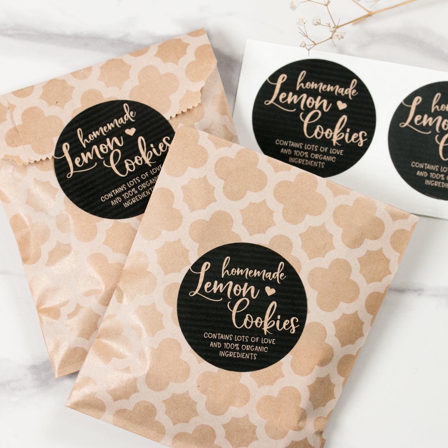 Round handmade kraft stickers - XOXOKristen