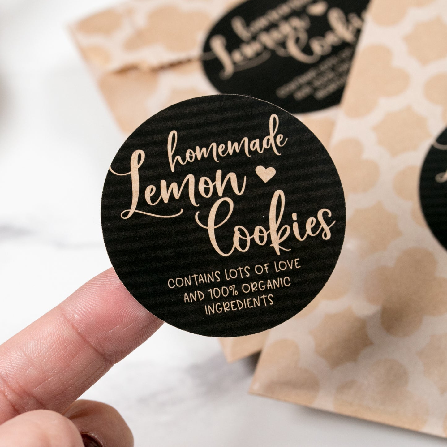Round handmade kraft stickers - XOXOKristen