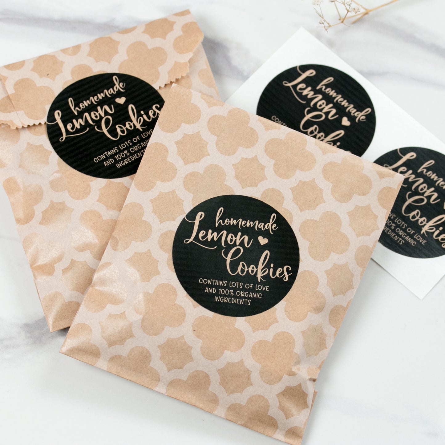 Round handmade kraft stickers - XOXOKristen