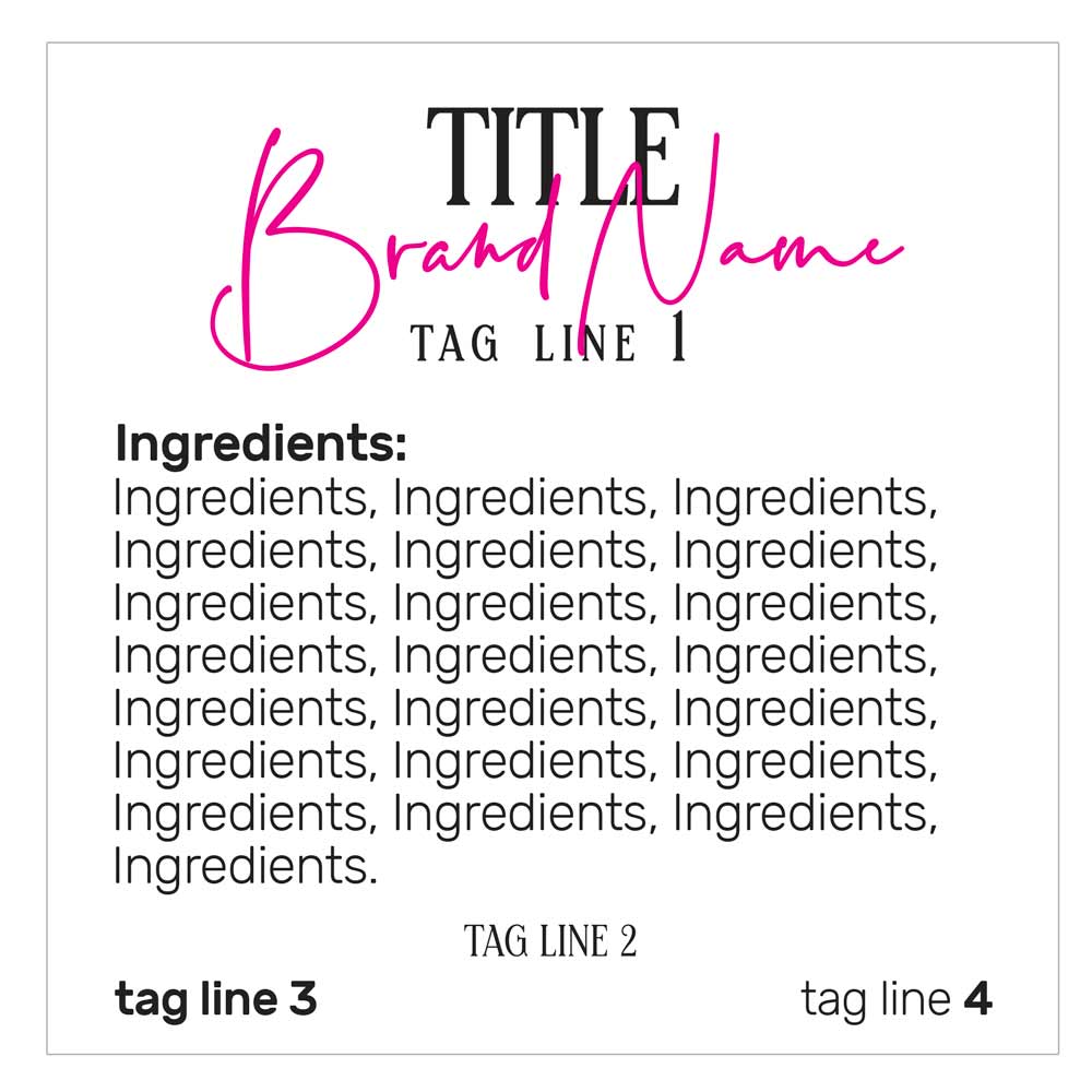 White matt or glossy product labeling sticker with ingredients - XOXOKristen