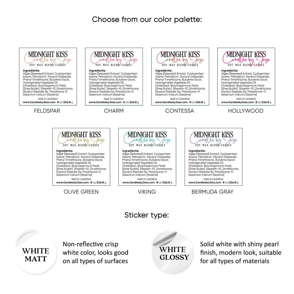 White matt or glossy product labeling sticker with ingredients - XOXOKristen