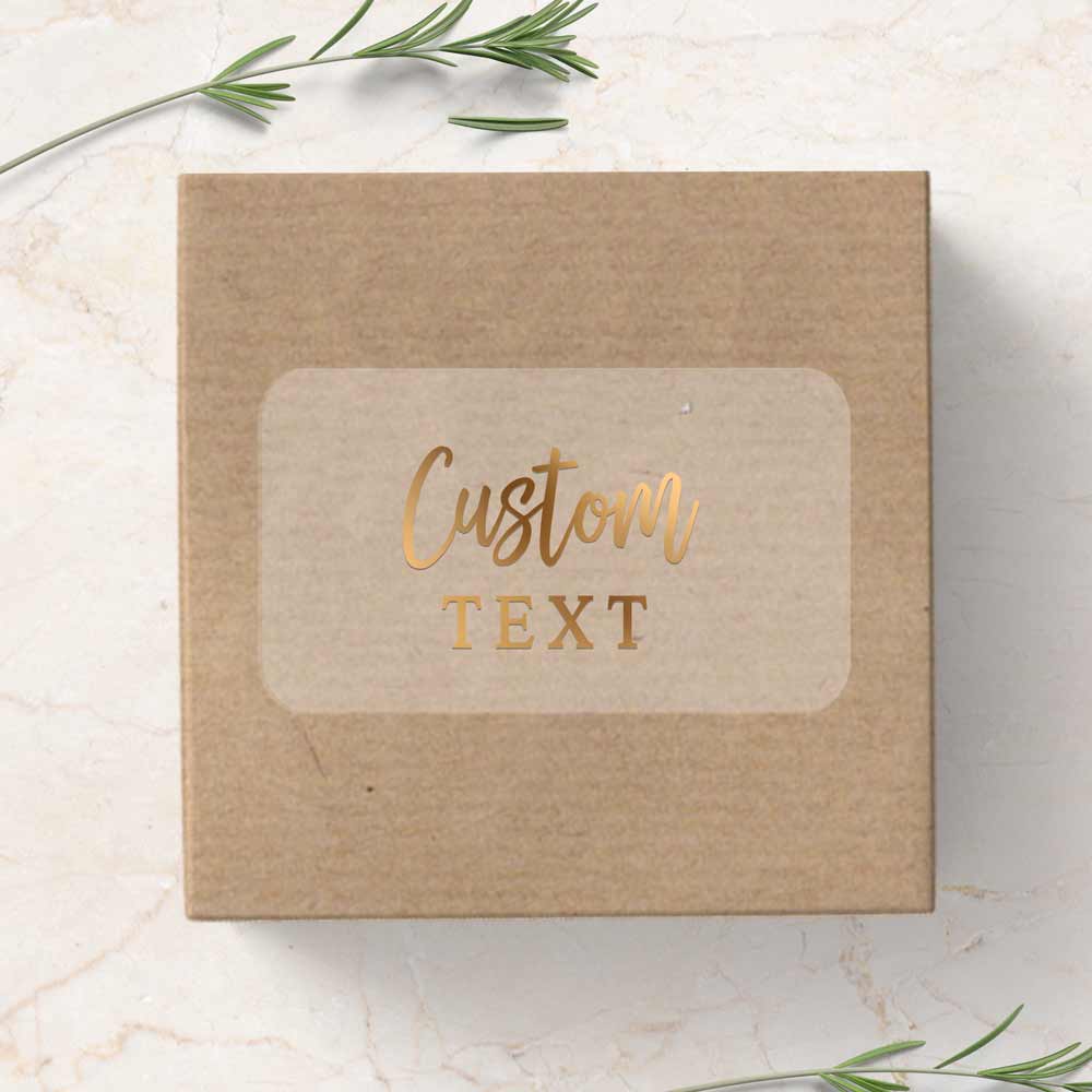 Personalized 2x1 rectangle sticker with custom text in gold foil - XOXOKristen
