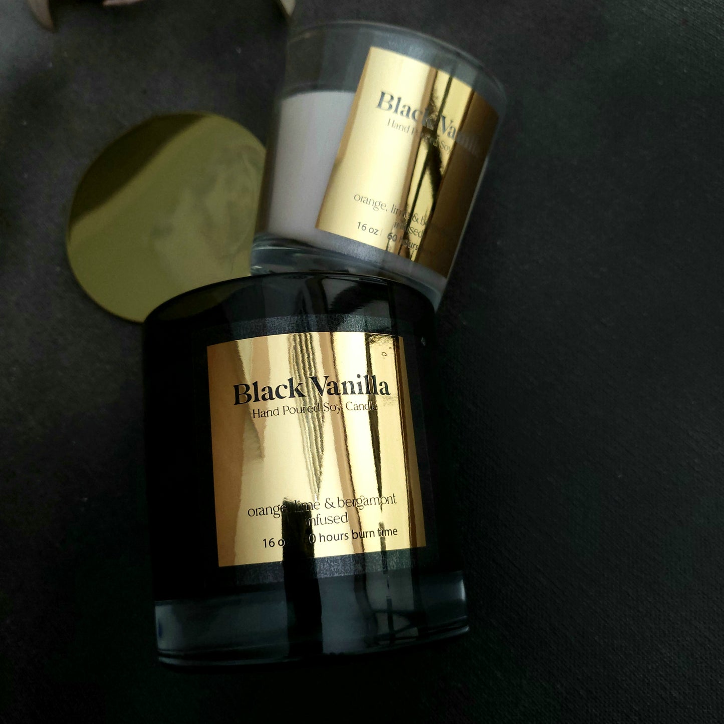 luxurious gold foiled candle labeling stickers - XOXOKristen