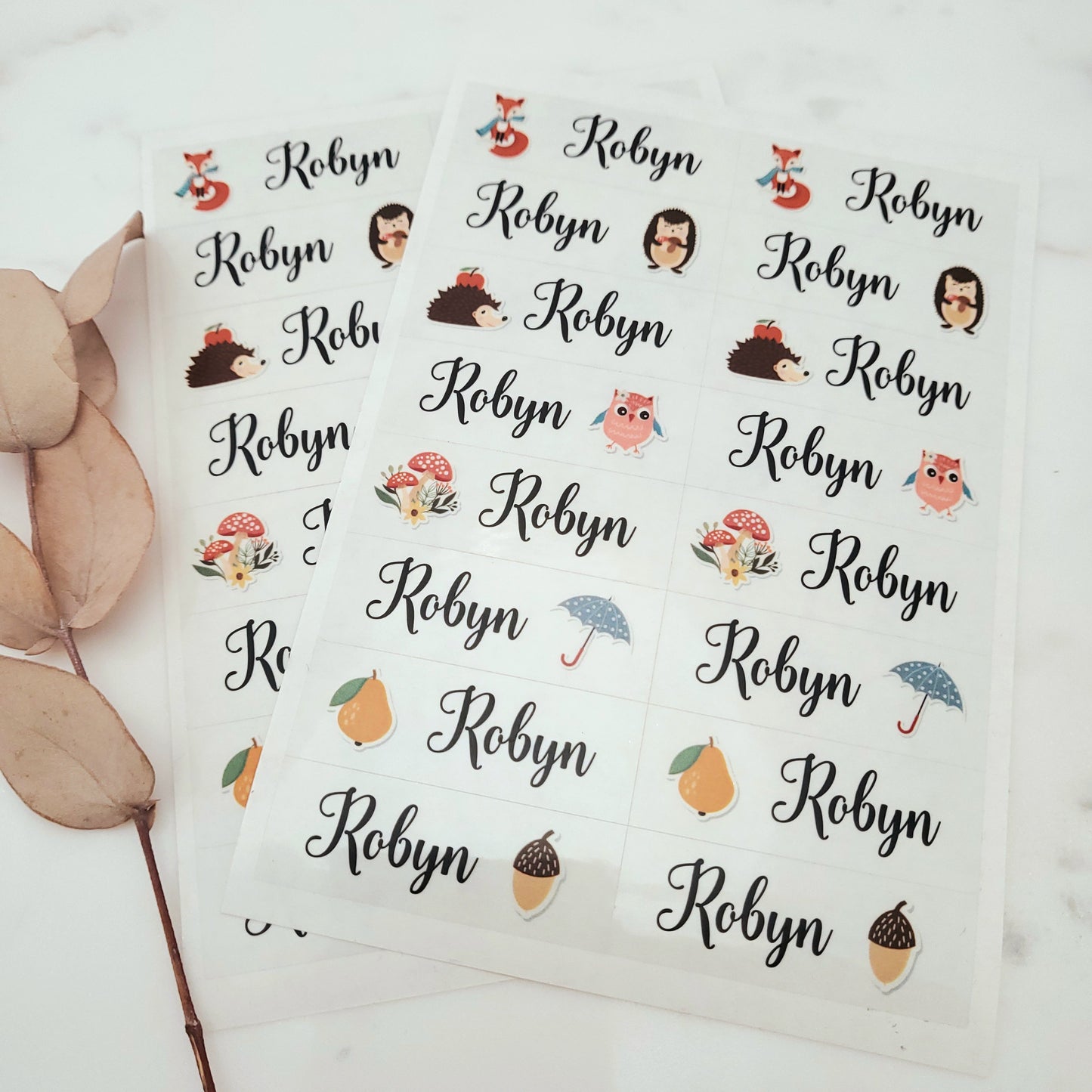 forest themed kids name labels for school supllies - XOXOKristen
