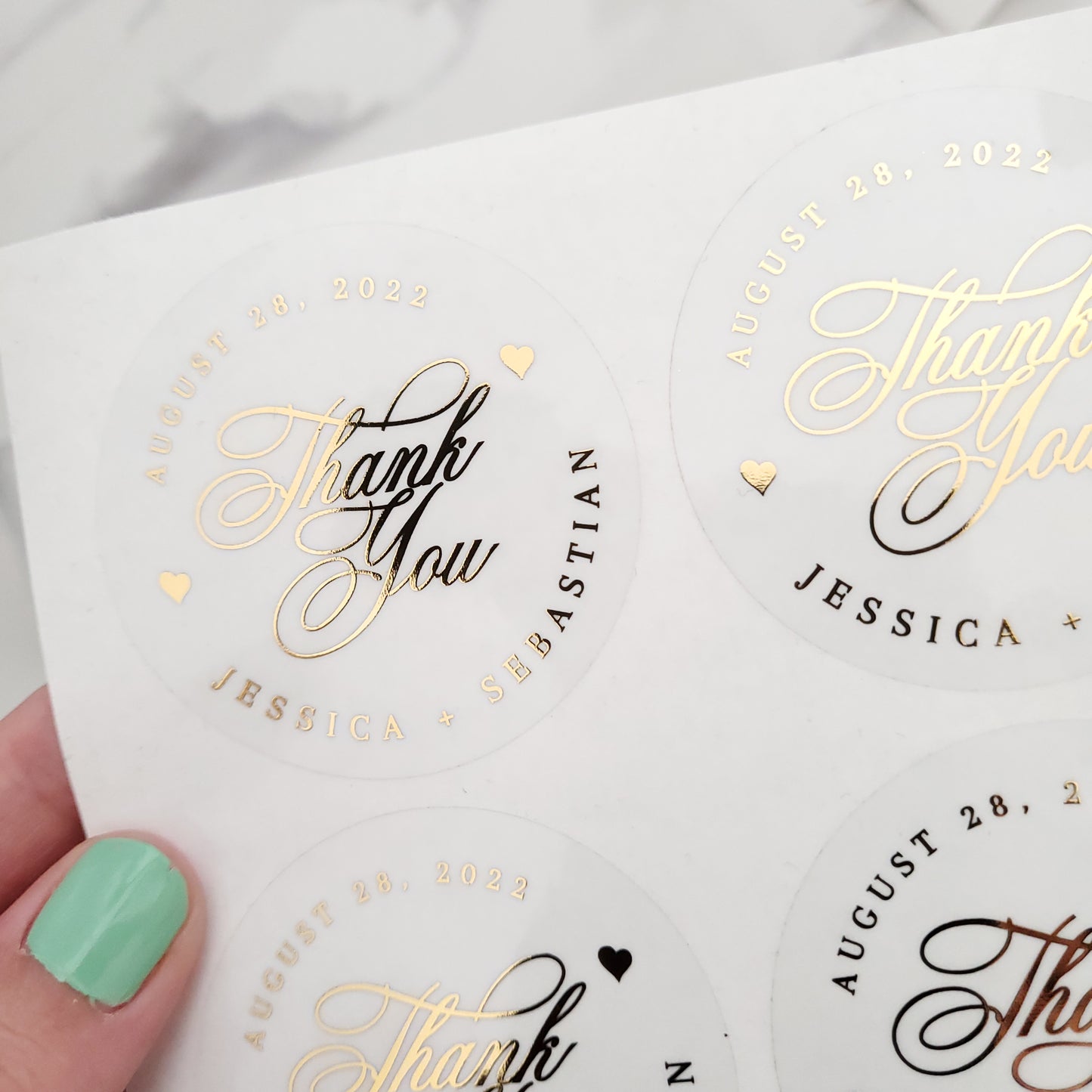 wedding gold foiled thank you favor stickers - XOXOKristen
