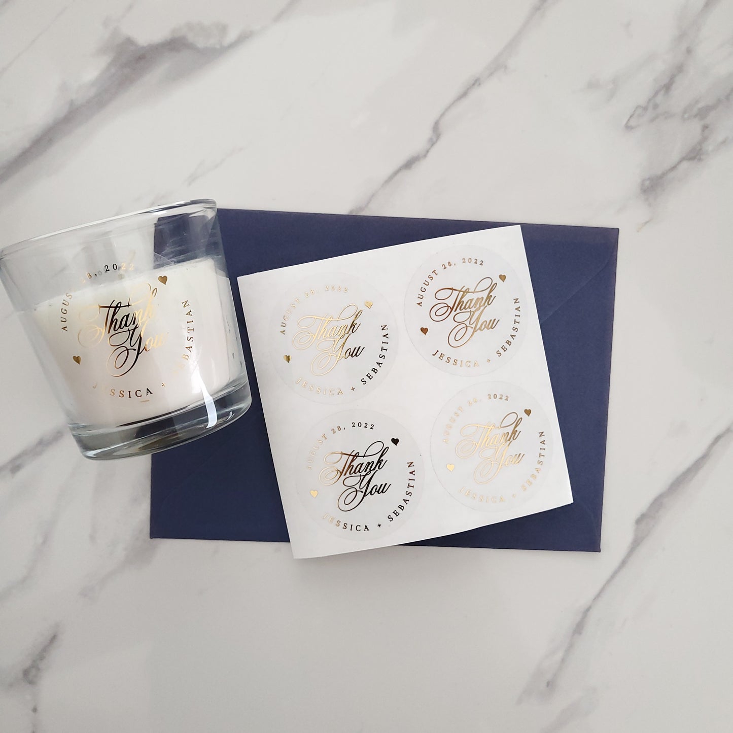 wedding gold foiled thank you favor stickers - XOXOKristen