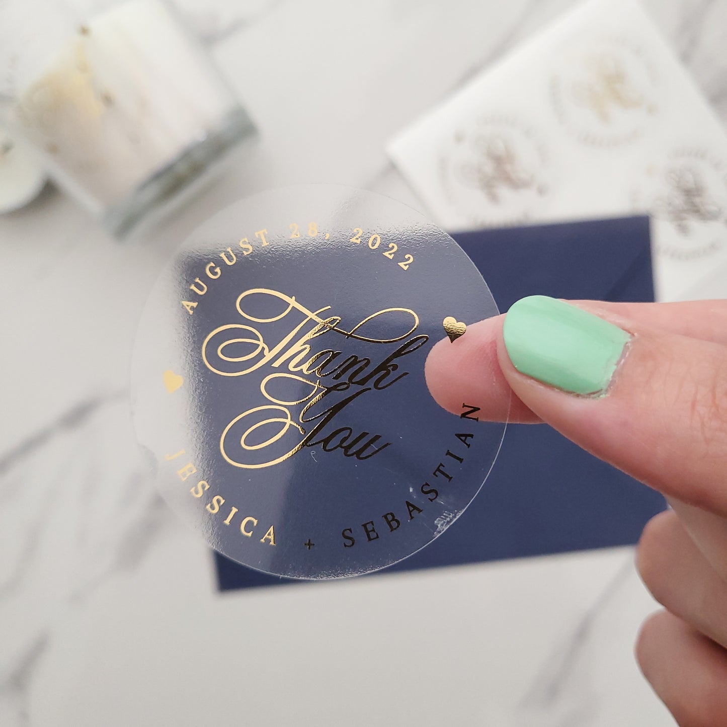 wedding gold foiled thank you favor stickers - XOXOKristen