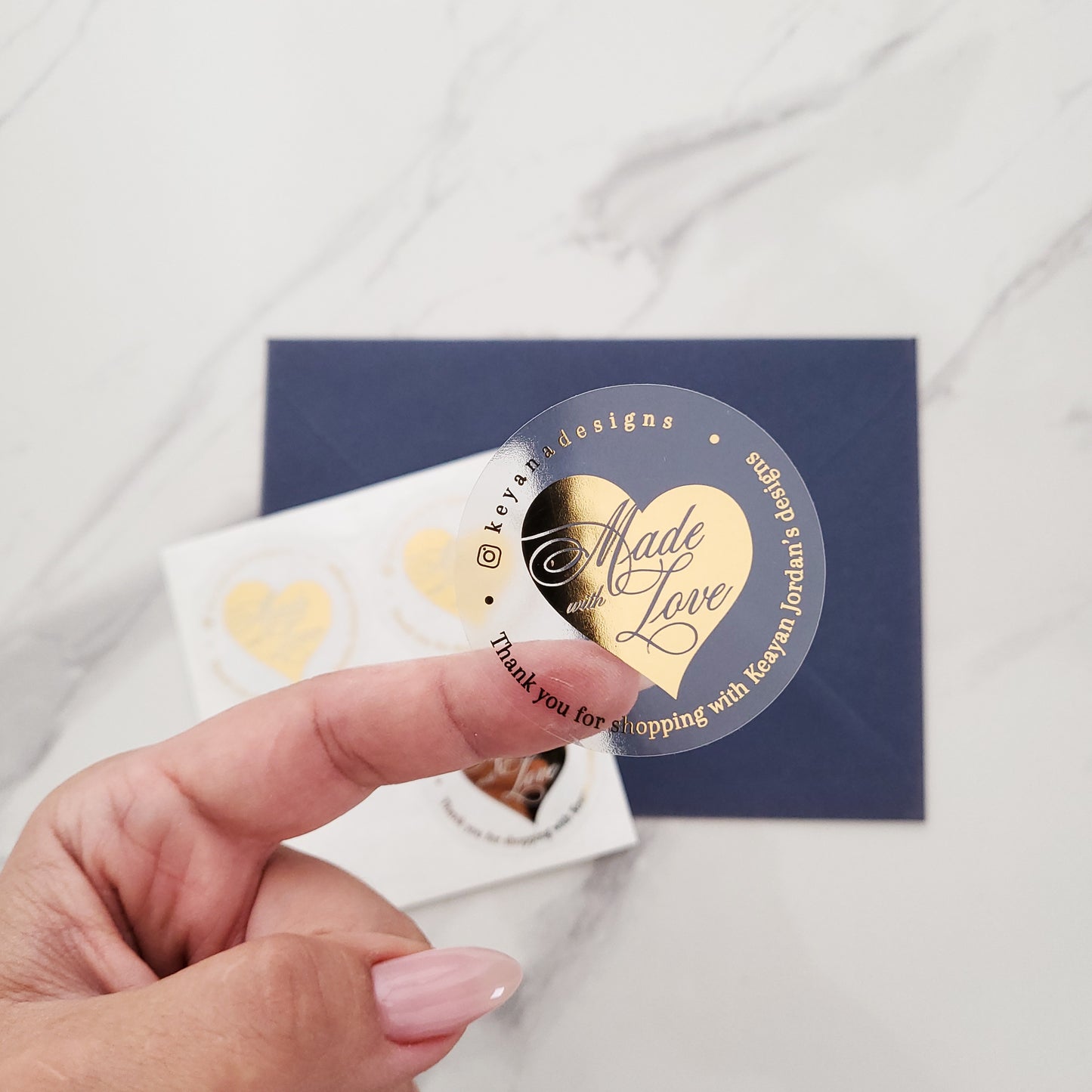 custom made with love stickders with gold foiled heart - XOXOKristen