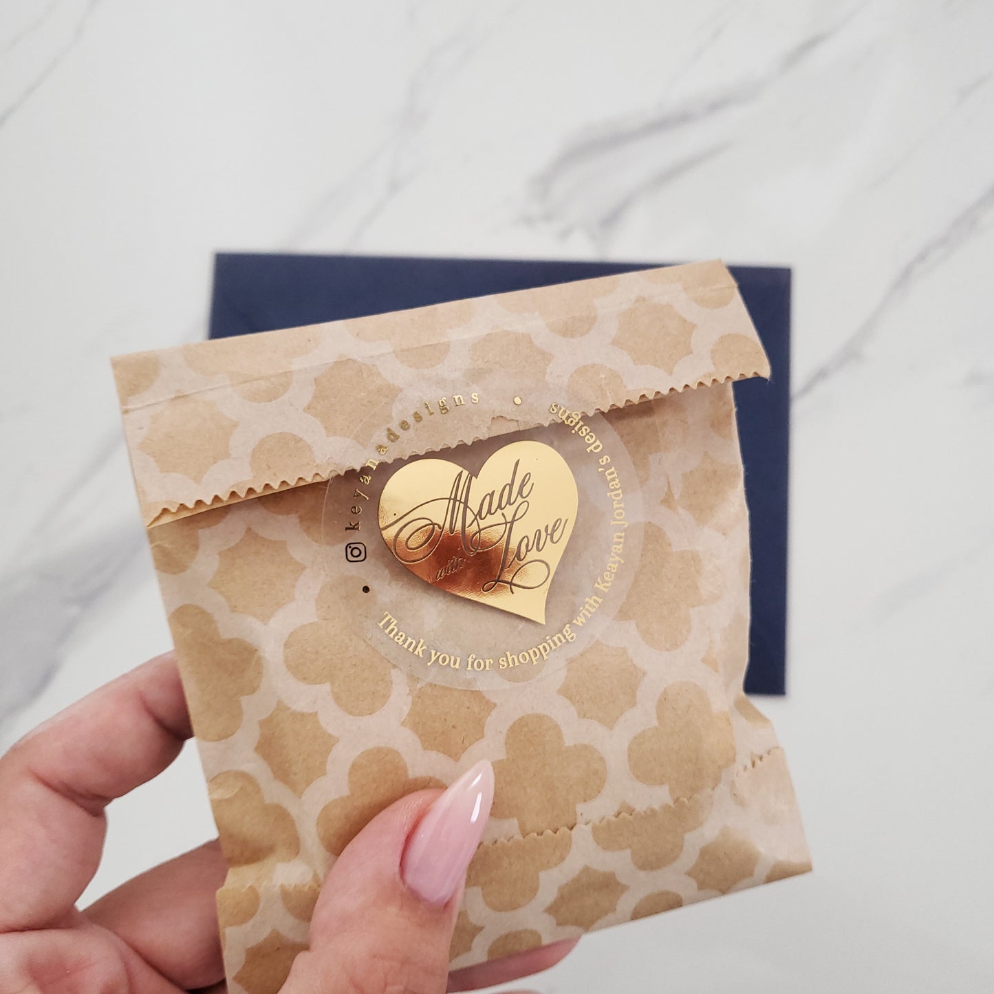 custom made with love stickders with gold foiled heart - XOXOKristen