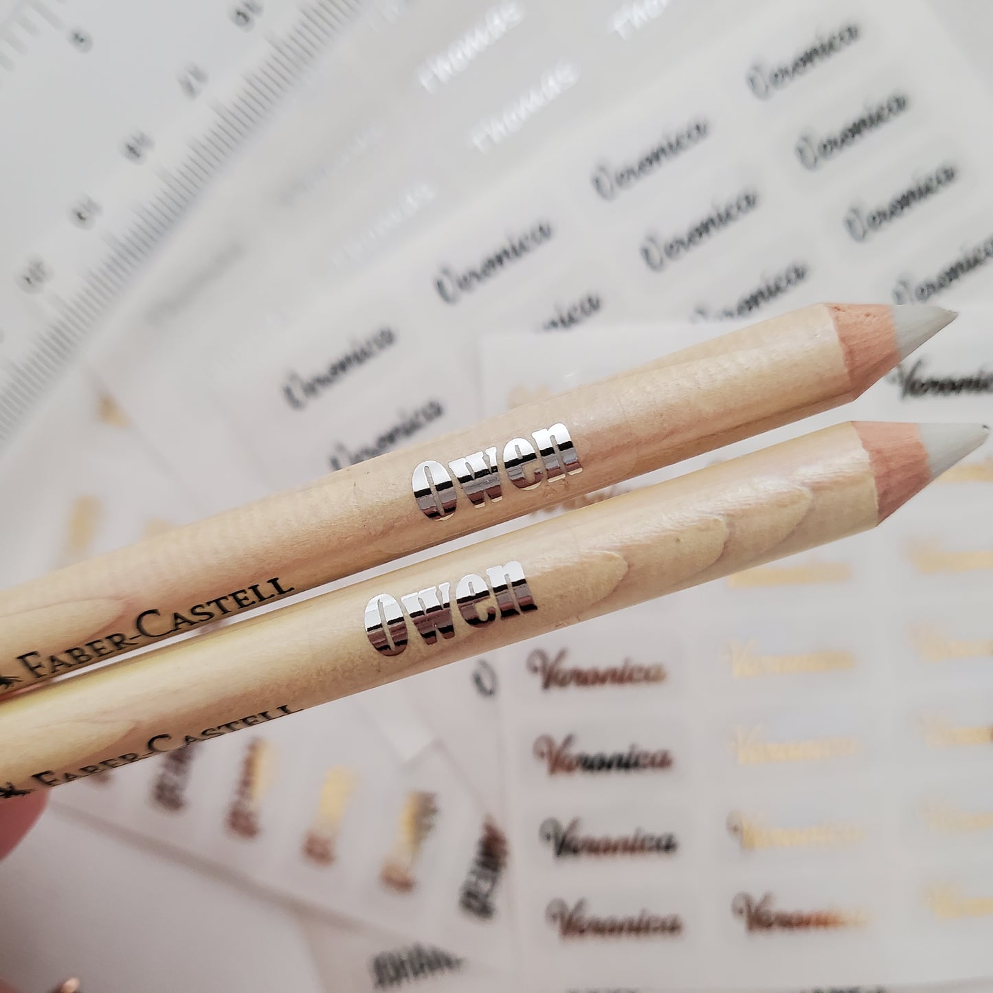 mini gold foiled kids name labels for school supplies - XOXOKristen