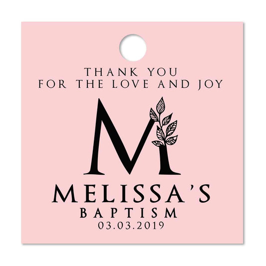 Personalized baptism and christening monogram favors hang tag - XOXOKrsiten