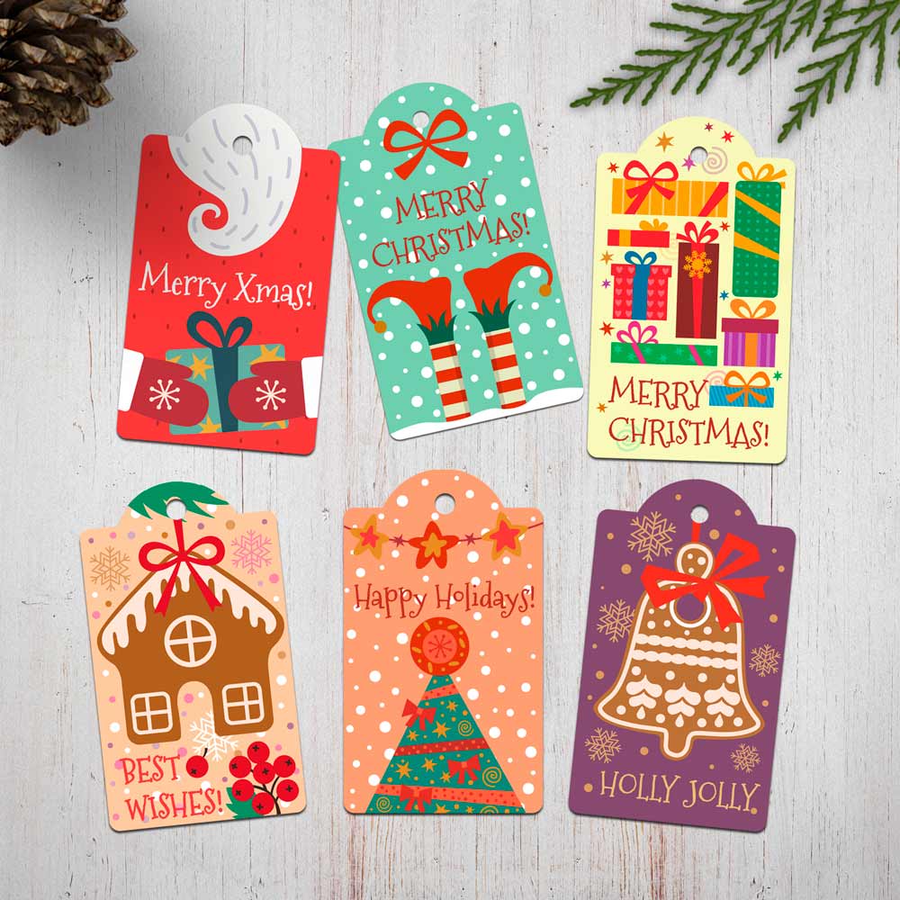 Set of Happy holidays Christmas gift hang tags - XOXOKristen