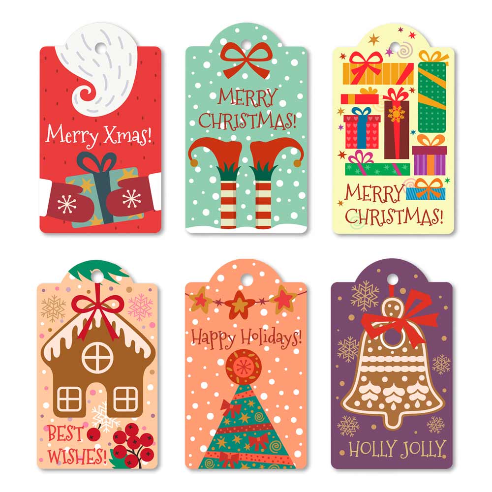 Set of Happy holidays Christmas gift hang tags - XOXOKristen