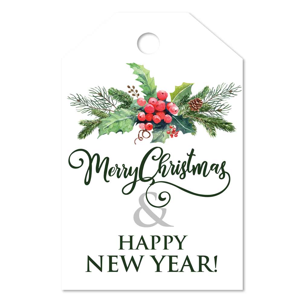 Christmas gift hang tag with classic evergreens design - XOXOKristen