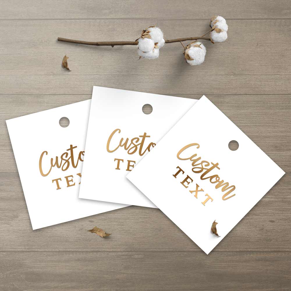 Square gold foiled tag with custom text - XOXOKristen
