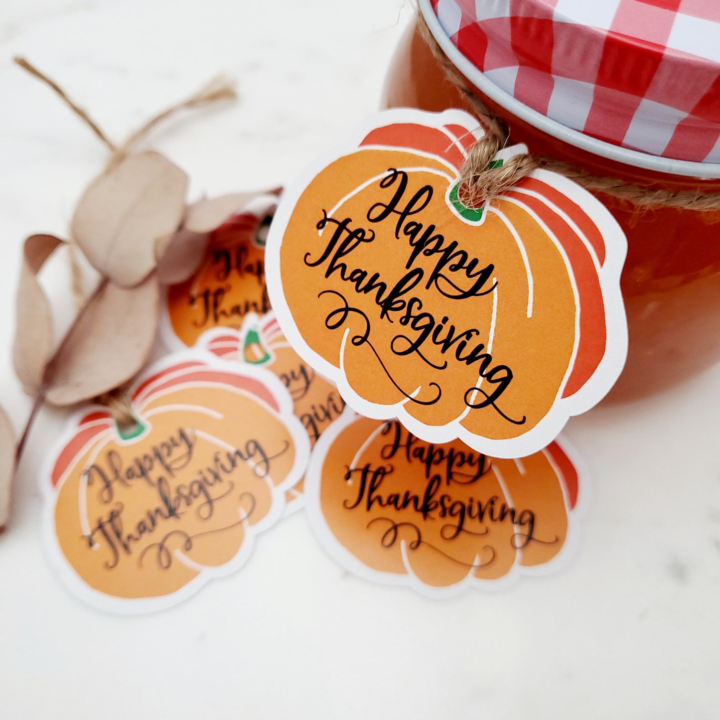 pumpkin shaped happy thanksgivig tag - XOXOKristen