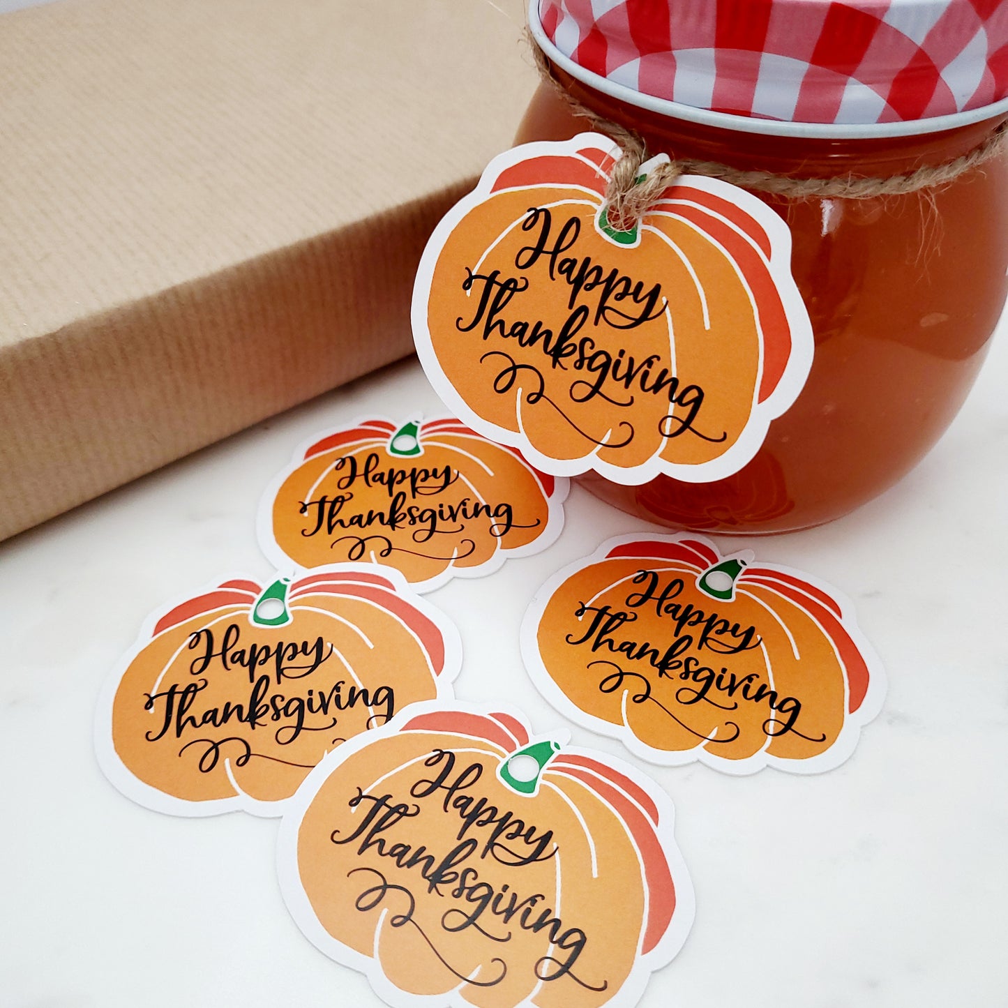 pumpkin shaped happy thanksgivig tag - XOXOKristen