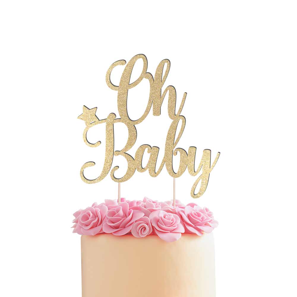 Oh baby birthday, baby shower, baptism or christening cake topper. Gold glitter ā XOXOKristen