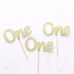 First Birthday One Shaped Glittered Cupcake Topper - XOXOKristen