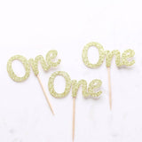 First Birthday One Shaped Glittered Cupcake Topper - XOXOKristen