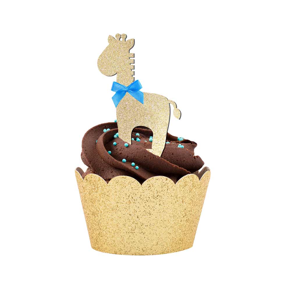 Baby shower giraffe shaped cupcake topper - XOXOKristen