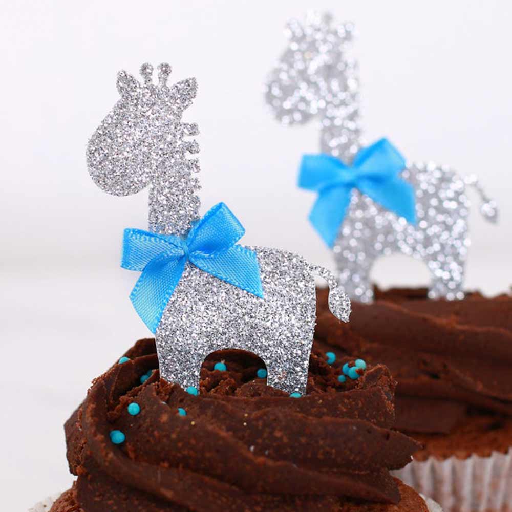 Baby shower giraffe shaped cupcake topper - XOXOKristen