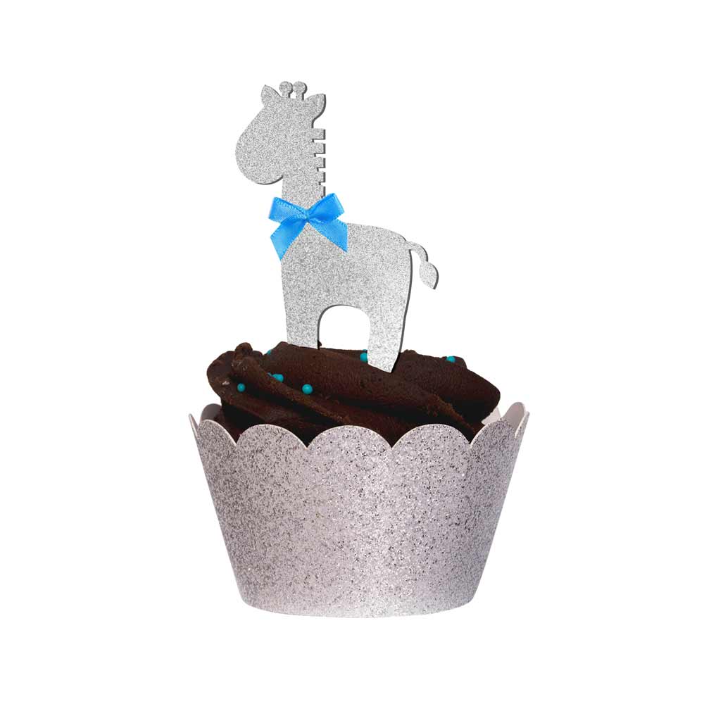 Baby shower giraffe shaped cupcake topper - XOXOKristen