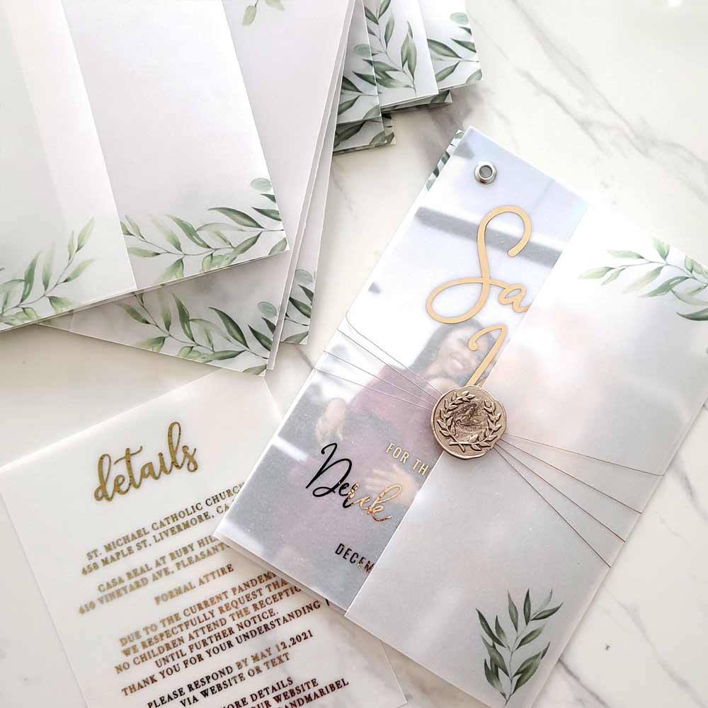Vellum jackets for wedding invitations or save the date cards - XOXOKristen