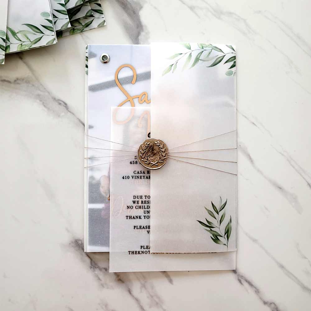 Vellum jackets for wedding invitations or save the date cards - XOXOKristen