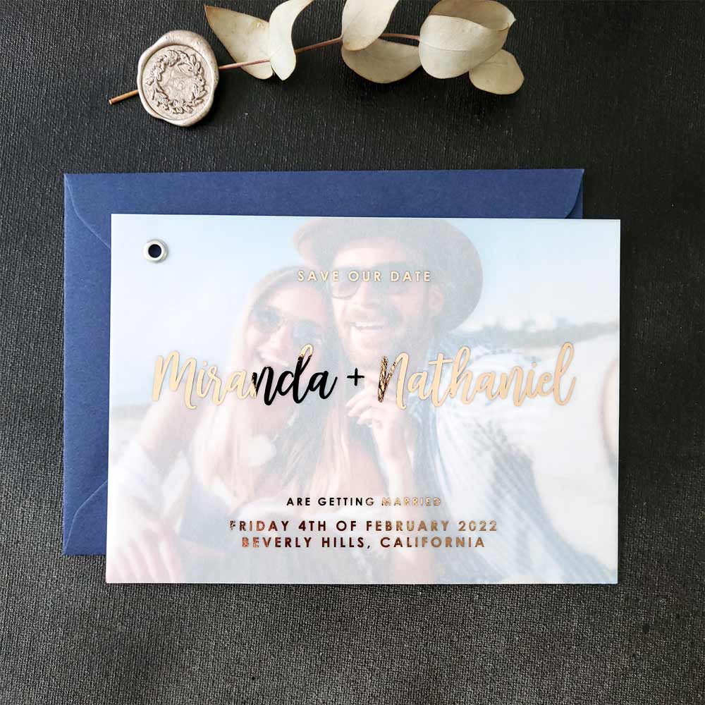 Personalized Wedding Save the Date Vellum Cards with Picture -  XOXOKristen 