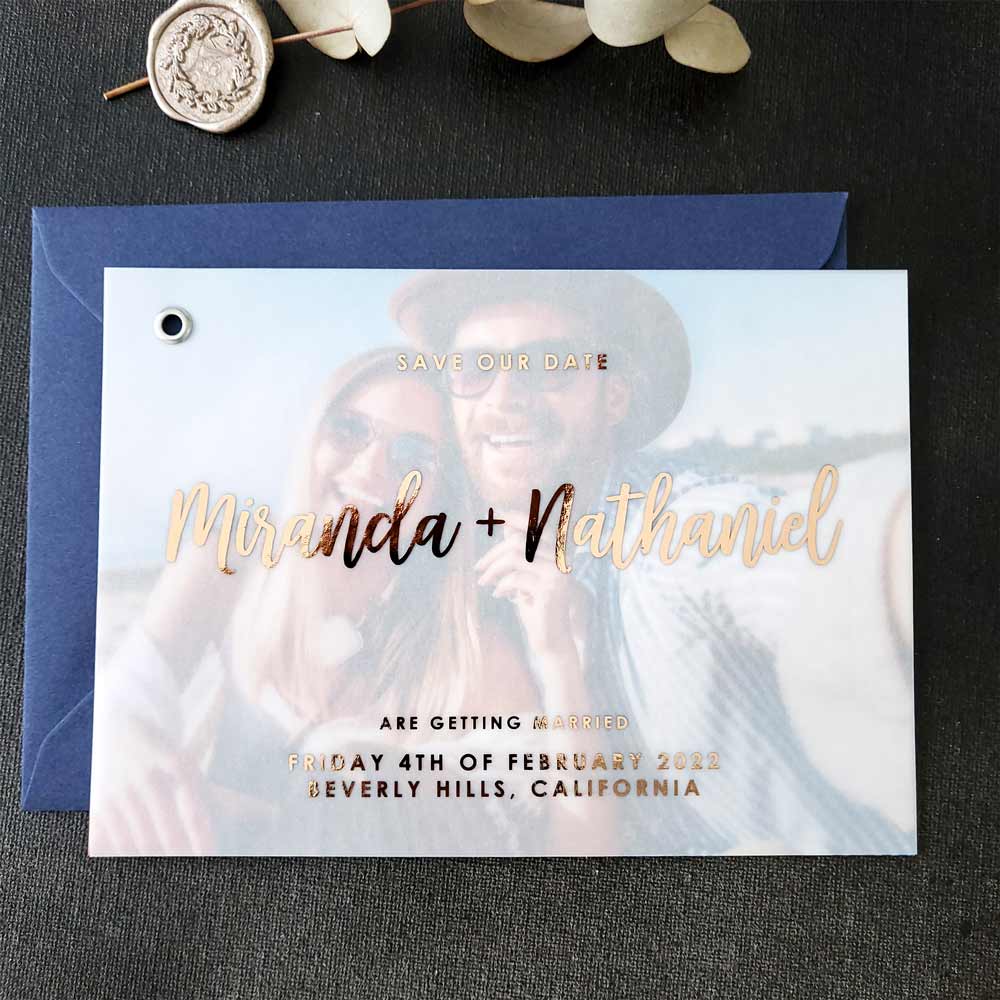 Personalized Wedding Save the Date Vellum Cards with Picture -  XOXOKristen 