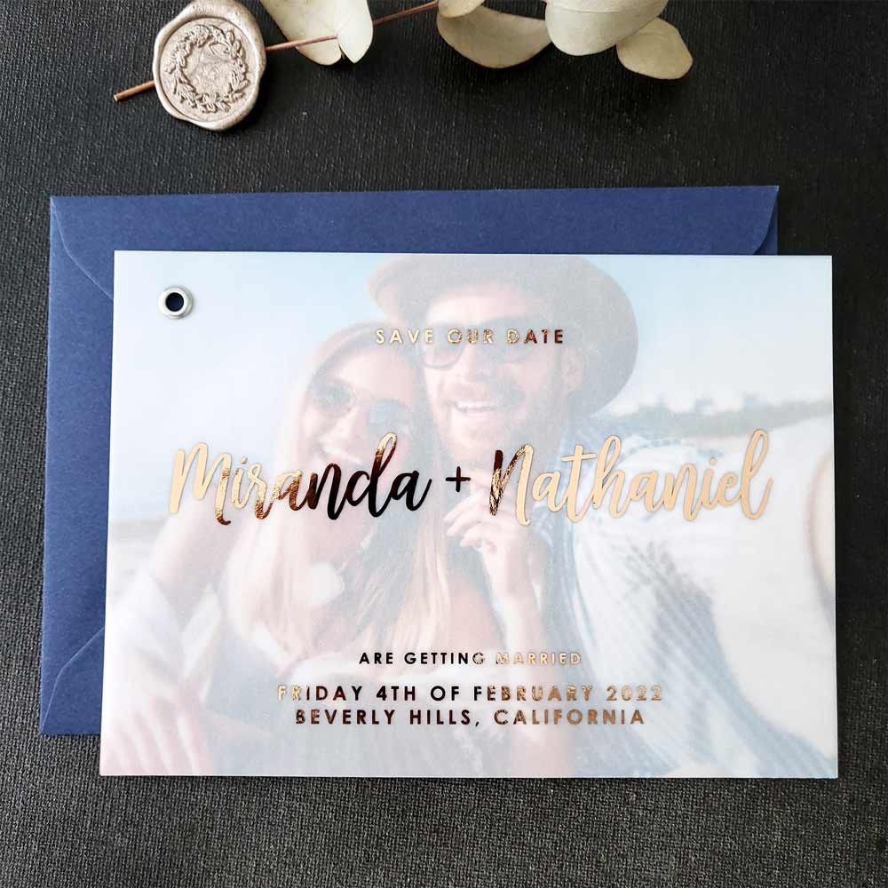 Personalized Wedding Save the Date Vellum Cards with Picture -  XOXOKristen 